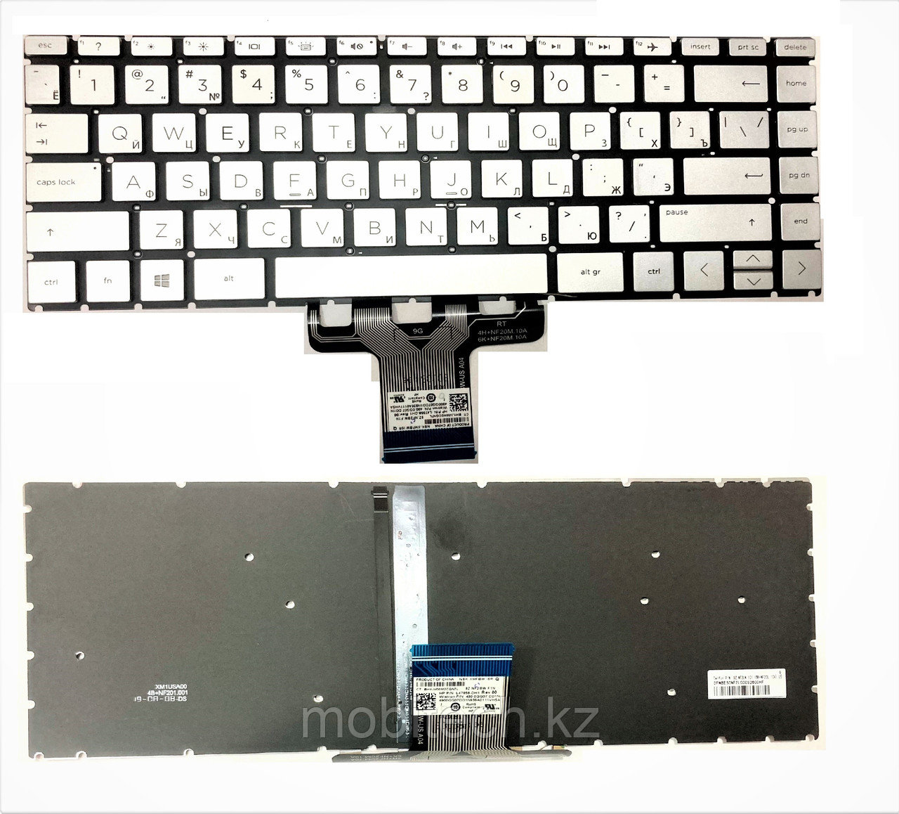 Клавиатуры HP Pavilion X360 14-cd 14-ce 14cm 14S-FQ 240 G7 NSK-XMFBW с подсветкой, серый, клавиатура c RU/EN