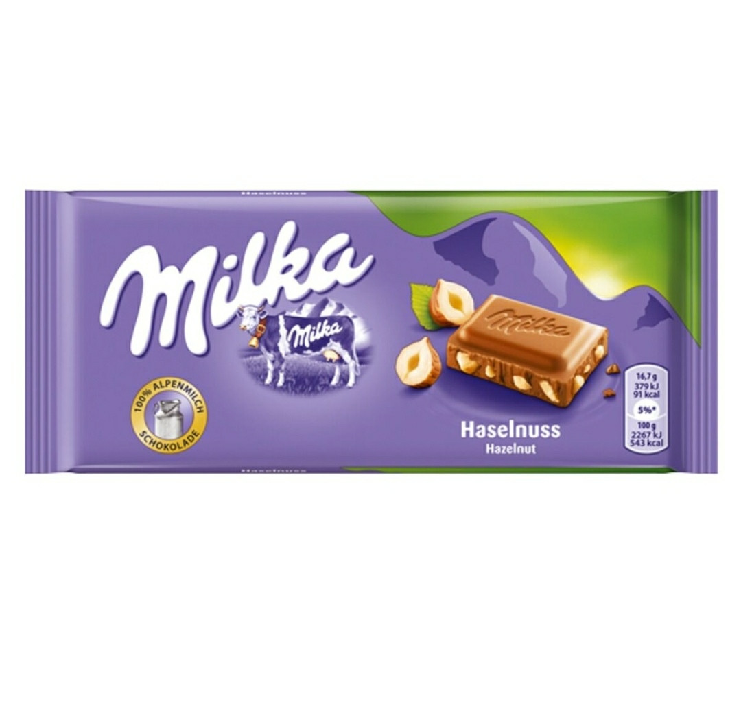 Milka  Hazelnut орех (100 грамм)  (22 шт. в упаковке)