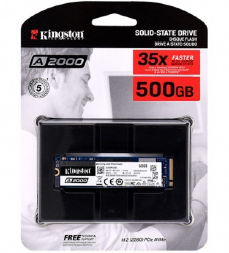 SSD-накопитель Kingston A2000 500Gb, NVMe PCIe Gen 3.0 x4, M2, 3D NAND, SA2000M8/500G