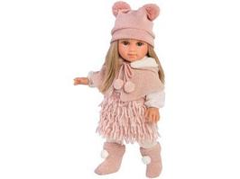 Кукла LLORENS Елена блондинка в розовом костюме и шапке с двумя пумпонами 35 см