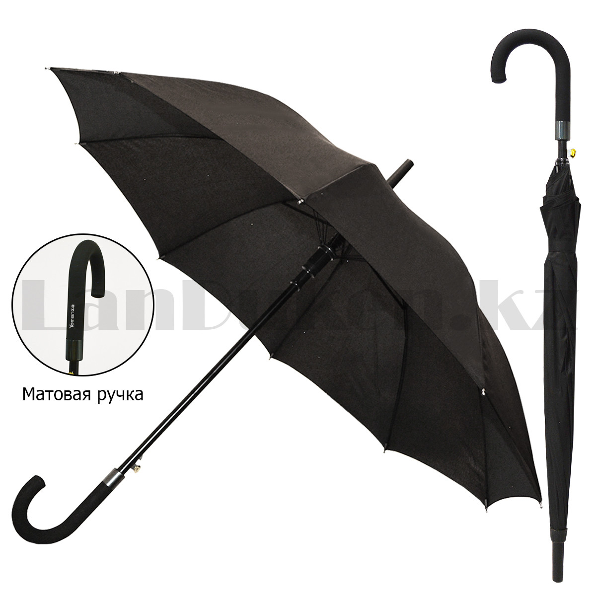 Зонт трость мужской полуавтомат 86 см черный
