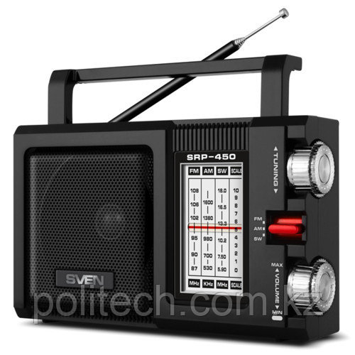 SVEN SRP-450, черный, радиоприемник, мощность 3 Вт (RMS), FM/AM/SW /