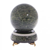 Настольный сувенир вращающийся шар Антистресс 10,5 см на подставке камень змеевик