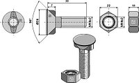 - Болт для плуга M14 x 2 x 30 с шестигранной гайкой