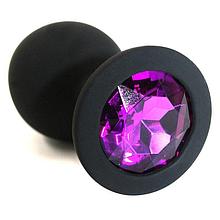 Анальная пробка силиконовая 2.7х7см с фиолетовым кристаллом