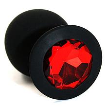 Анальная пробка силиконовая 2.7х7см с красным кристаллом