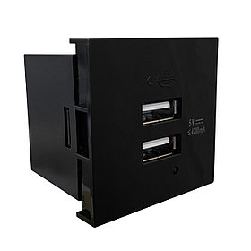 Shelbi Розетка зарядка 2- портовая USB, 4.2A, 45х45, чёрная