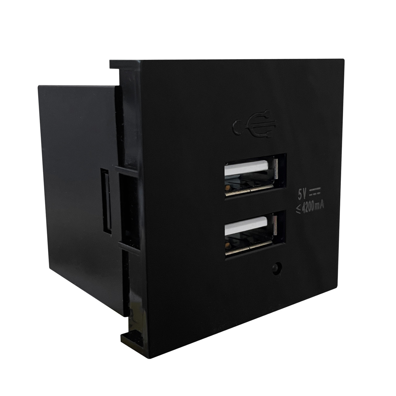 Shelbi Розетка зарядка 2- портовая USB, 4.2A, 45х45, чёрная - фото 1 - id-p94306691