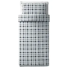 Пододеяльник и 2 наволочк СПИКВАЛЛЬМО белый синий/клетка200x200/50x70 см ИКЕА, IKEA, фото 2