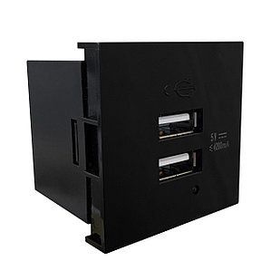 Shelbi Розетка зарядка 2- портовая USB, 4.2A, 45х45, чёрная