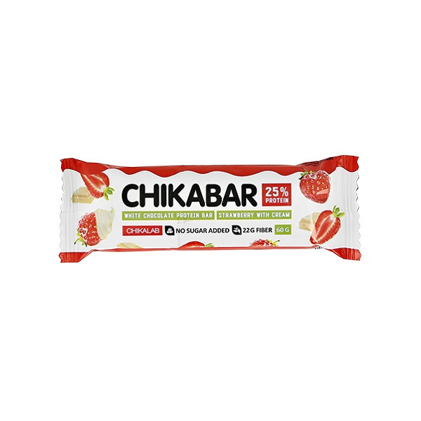 Батончик Chikalab - ChikaBar (Клубника со сливками), 60 гр