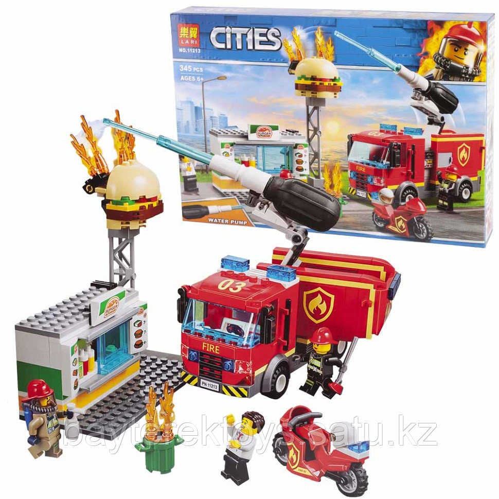 Конструктор Пожар в Бургер-кафе, LARI 11213 аналог LEGO City 60214