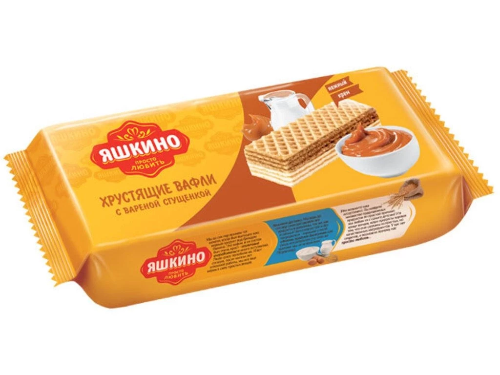 Вафли Яшкино с варенной сгущенкой, 300 гр.