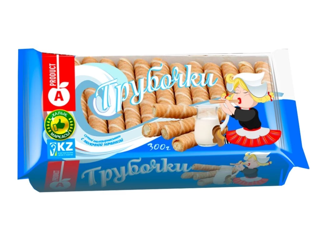 Трубочки вафельные APRODUCT с молочной начинкой, 300 гр.