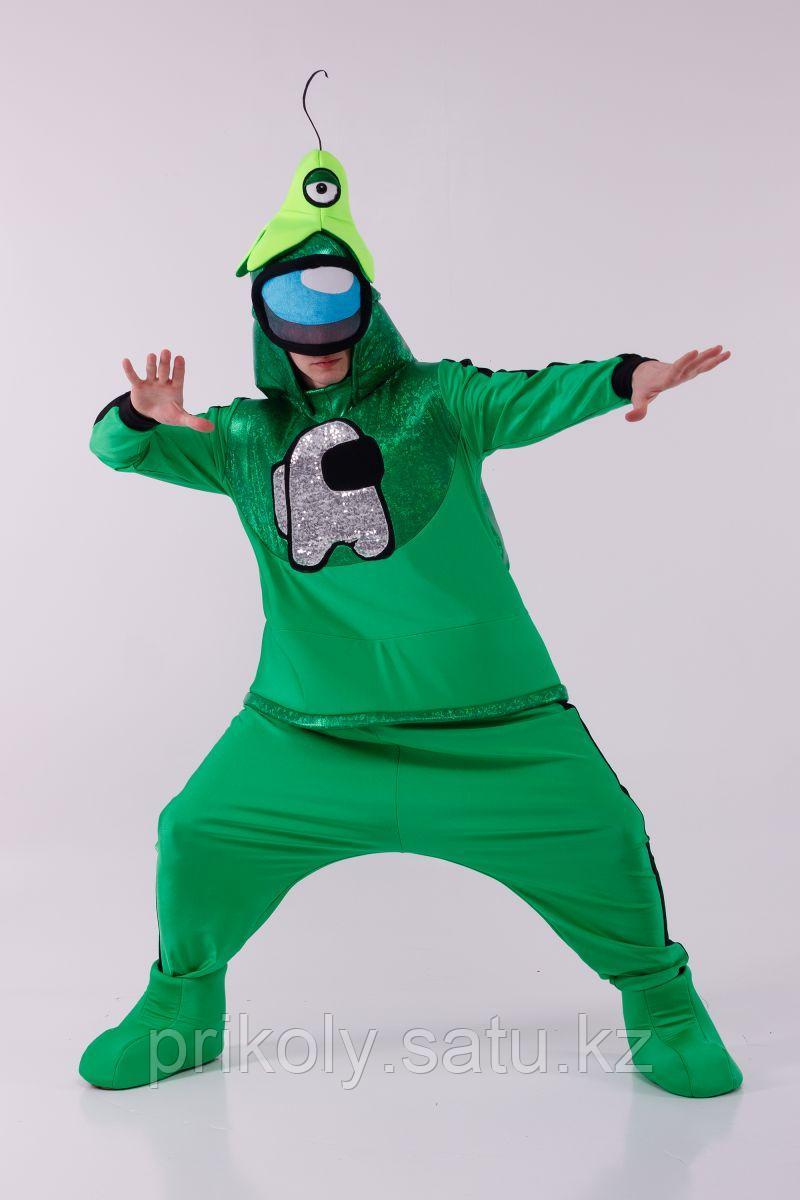 Зеленый AmongUs «Амонг Ас» карнавальный костюм для аниматоров