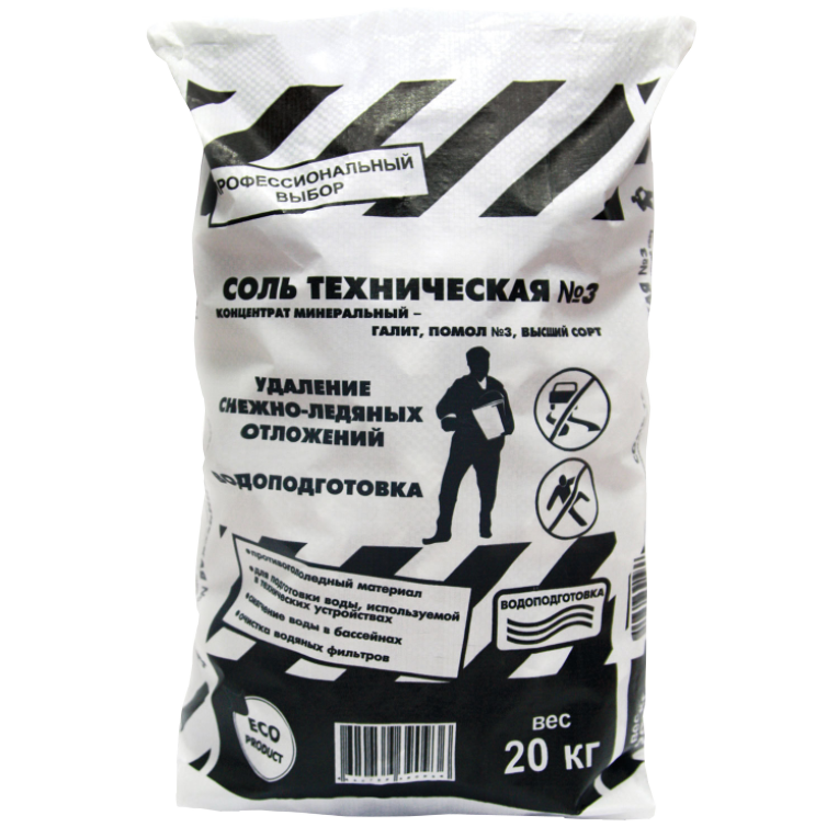 Противогололедный реагент Rockmelt Соль техническая №3 20 кг