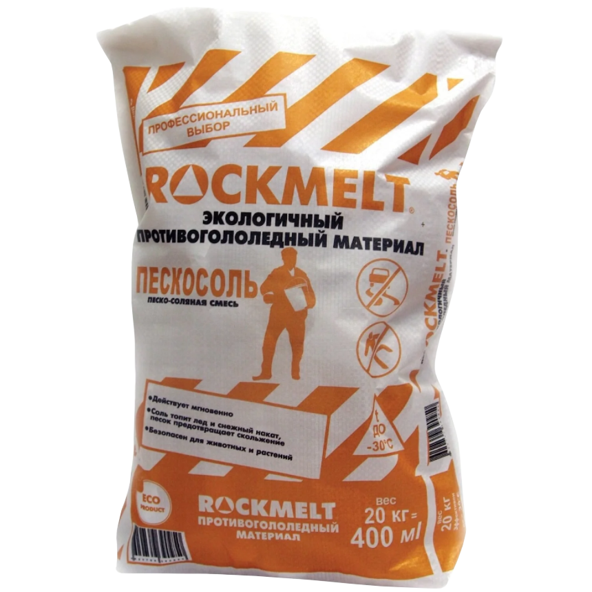 Противогололедный реагент Rockmelt Пескосоль 20 кг