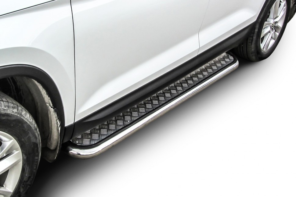 Защита порогов D57 с листом Skoda Kodiaq (2016-2021)