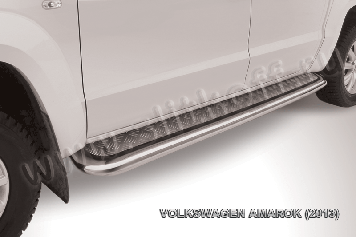 Защита порогов d57 с листом усиленная Volkswagen Amarok (2010-2016)