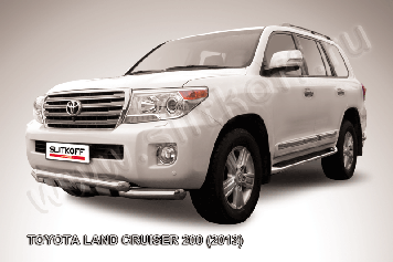 Защита переднего бампера d76+d76 двойная с профильной защитой картера Toyota Land Cruiser 200 (2013-2015)