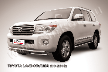 Защита переднего бампера d57+d57 двойная с защитой картера  Toyota Land Cruiser 200 (2013)