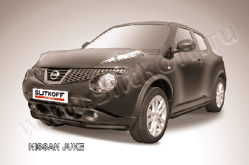 Защита переднего бампера d57+d42 двойная черная Nissan Juke 4WD (2011)