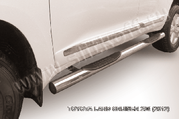 Защита порогов d76 с проступями Toyota Land Cruiser 200 (2012-2015)