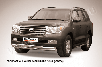 Защита переднего бампера d57+d57+d42 тройная Toyota Land Cruiser 200 (2007-2012)
