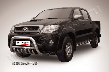 Кенгурятник d76 низкий с защитой картера Toyota Hilux (2004-2011)