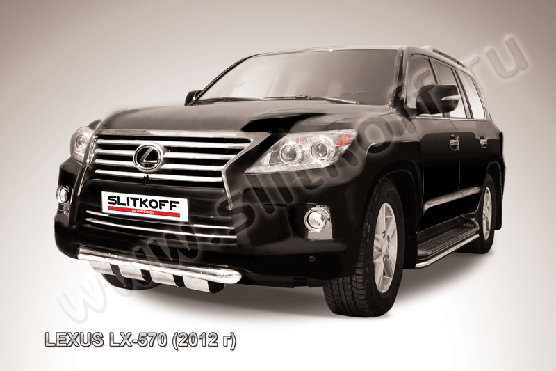 Защита переднего бампера d76 с профильной ЗК Lexus LX-570 (2012-2015)