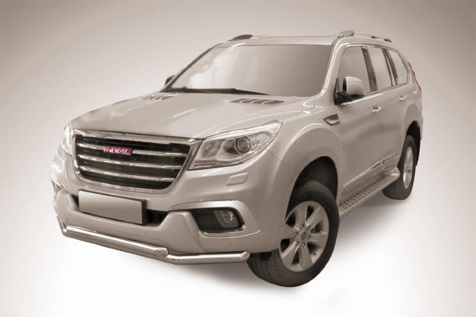 Защита переднего бампера d57+d57 двойная Haval H9 (2017-2022)