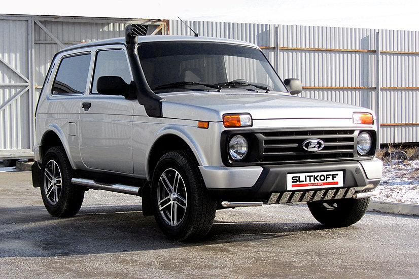 Защита переднего бампера d42 с декоративными элементами Lada Niva Urban 3d (2014-2022)