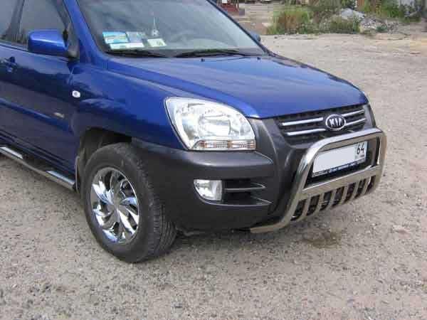 Кенгурятник d57 низкий с защитой картера KIA Sportage New (2008-2010)
