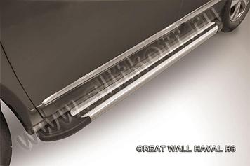 Пороги алюминиевые "Luxe Silver" 1800 серебристые Haval H6