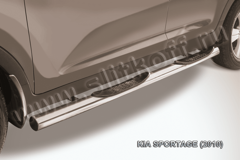 Защита порогов d76 с проступями KIA Sportage (2010)