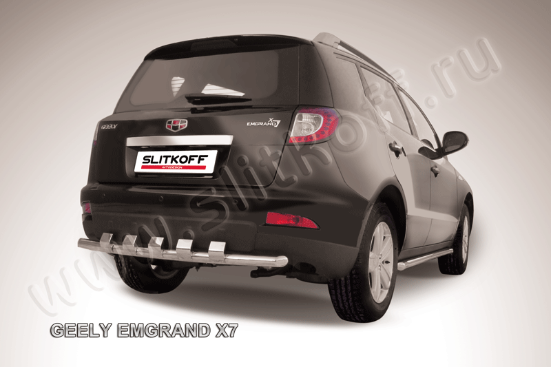 Защита заднего бампера d57 с декоративными элементами Geely Emgrand X7 (2011-2016)