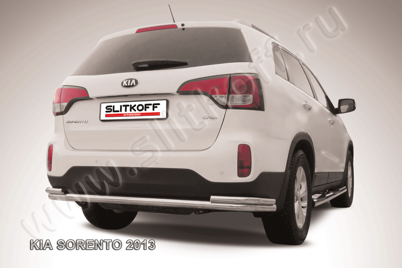 Защита заднего бампера d57+d42 двойная Kia Sorento (2012-2021)