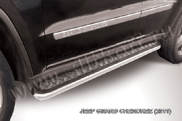 Защита порогов d57 с листом усиленная Jeep Grand Cherokee (2010-2013)