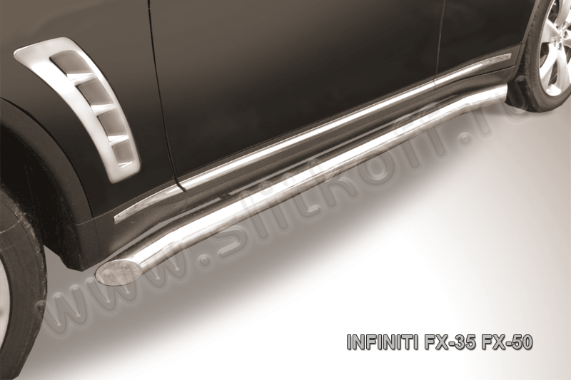 Защита порогов d76 с гибами Infiniti FX-35; FX-50 (2008-2012)
