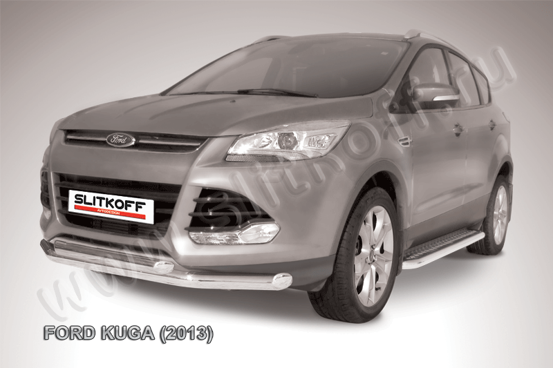 Защита переднего бампера d76+d57 двойная Ford Kuga (2012-2016)