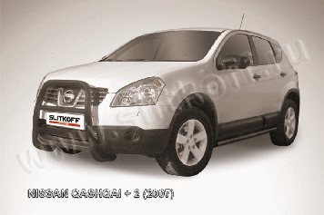 Кенгурятник d57 высокий черный Nissan Qashqai +2 (2008-2010)