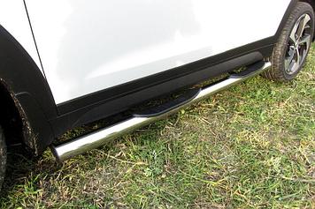 Защита порогов d76 с проступями Hyundai Tucson 4WD (2015-2018)