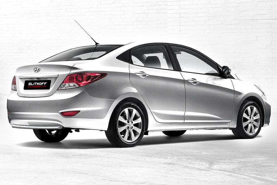 Защита заднего бампера d42 Hyundai Solaris седан (2010-2014)