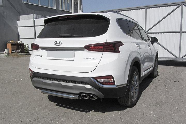 Защита заднего бампера d57 короткая Hyundai Santa-Fe (2018-2021)