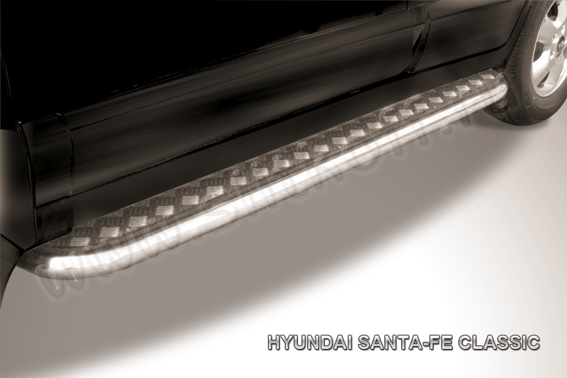 Защита порогов d42 с листом Hyundai Santa-Fe Classic Таганрог (2000-2012)