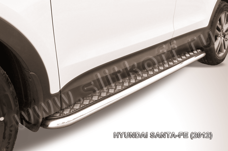 Защита порогов d57 с листом усиленная Hyundai Santa-Fe (2012-2018)