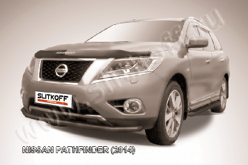 Защита переднего бампера d57 черная Nissan Pathfinder (2012-2017)