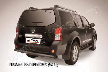 Защита заднего бампера d76 черная Nissan Pathfinder (2010-2014)