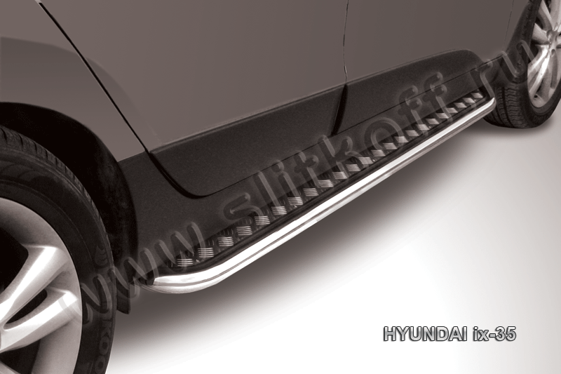Защита порогов d57 с листом усиленная Hyundai ix-35 (2010-2015)