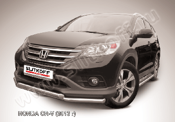Защита переднего бампера d76+d57 двойная Honda CR-V 2L (2011-2015)